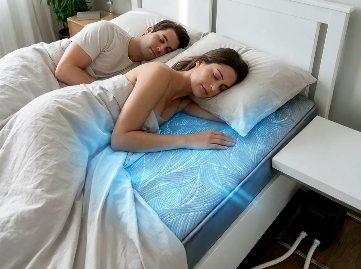 Couple sleeping on an UltraLux DualClimate mattress topper